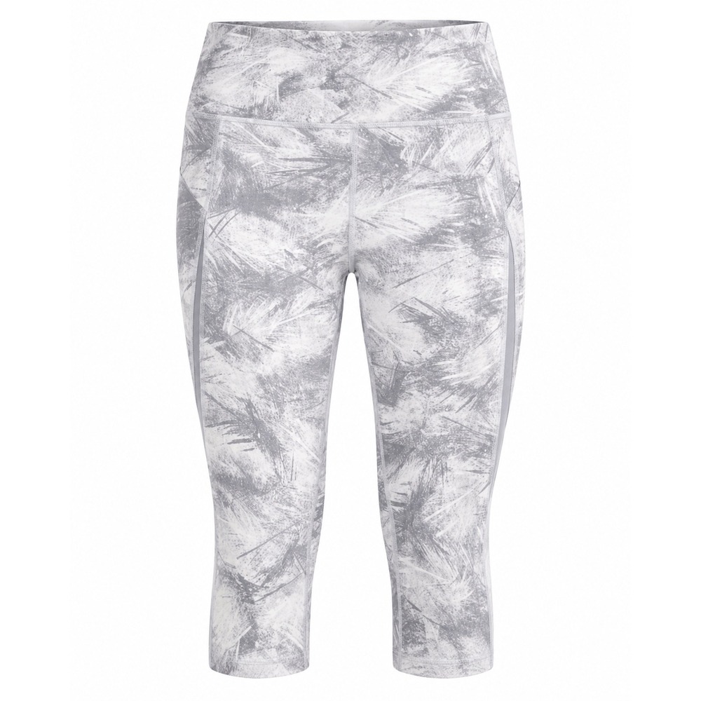 Lululemon Tight Stuff Crop II In Flight White Grey Running Leggings Size 6